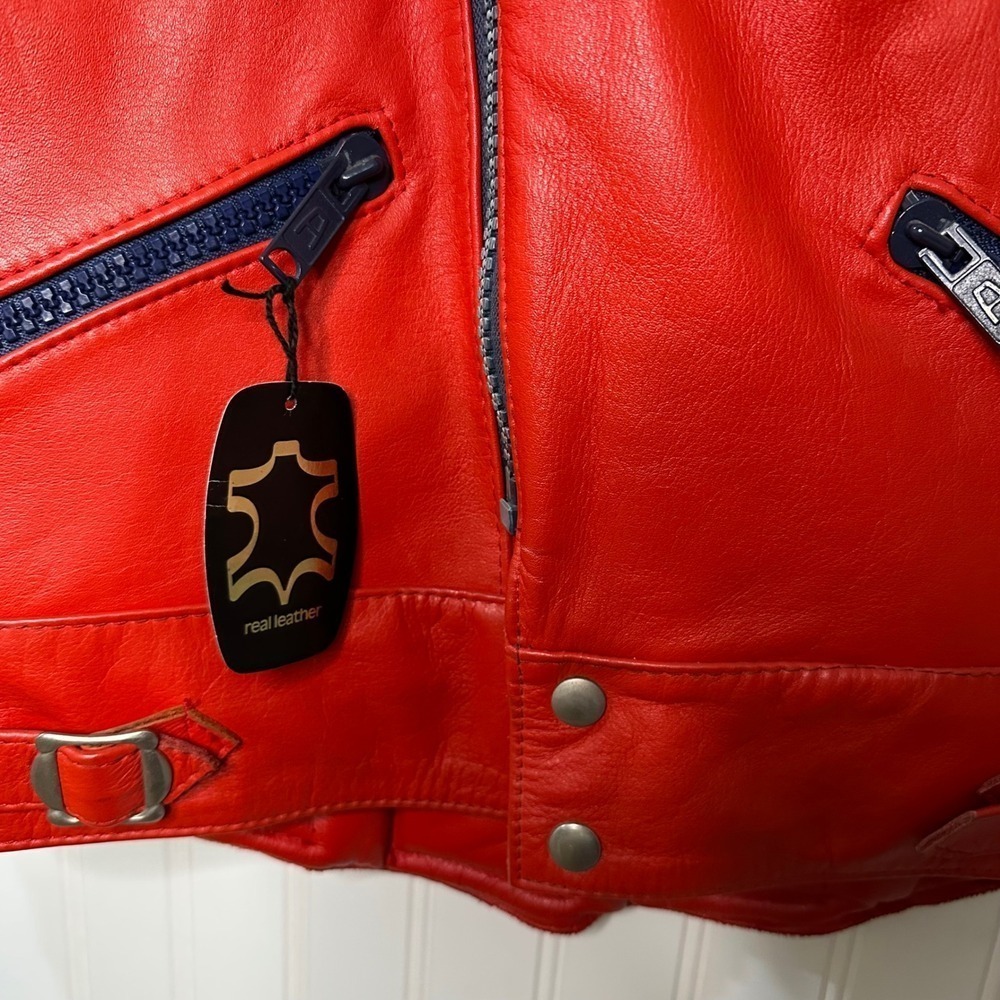 Vintage Honda Leather Motorcycle Racing Jacket Red White Blue Mens Size 42 - Picture 6 of 16